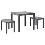 vidaXL Garden Table with 2 Benches Plastic Brown