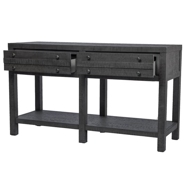 Best Quality Furniture CT490 Console Table, Rustic Dark Gray Oak