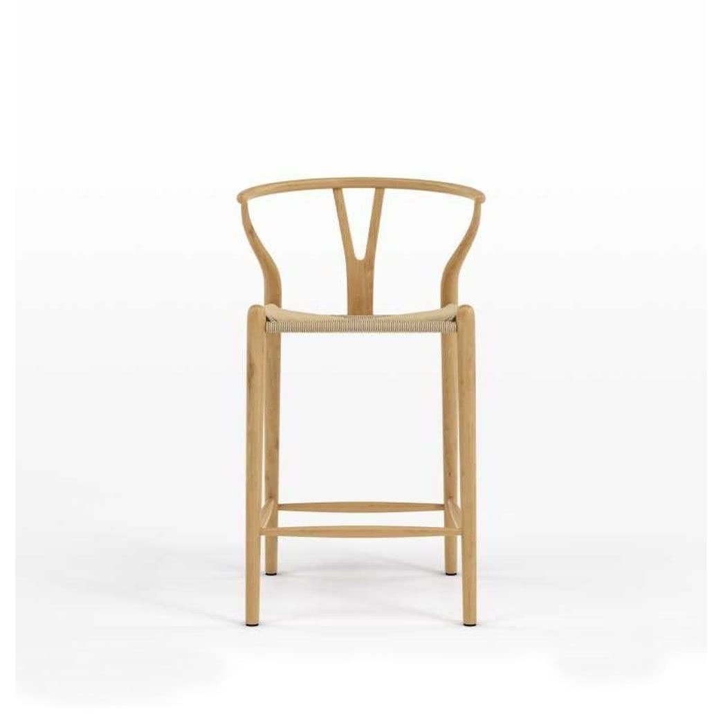 GFURN Wishbone Y Chair, Counter Stool, Ash & Natural Cord
