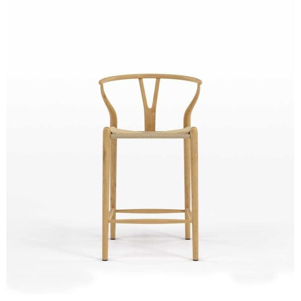 GFURN Wishbone Y Chair, Counter Stool, Ash & Natural Cord