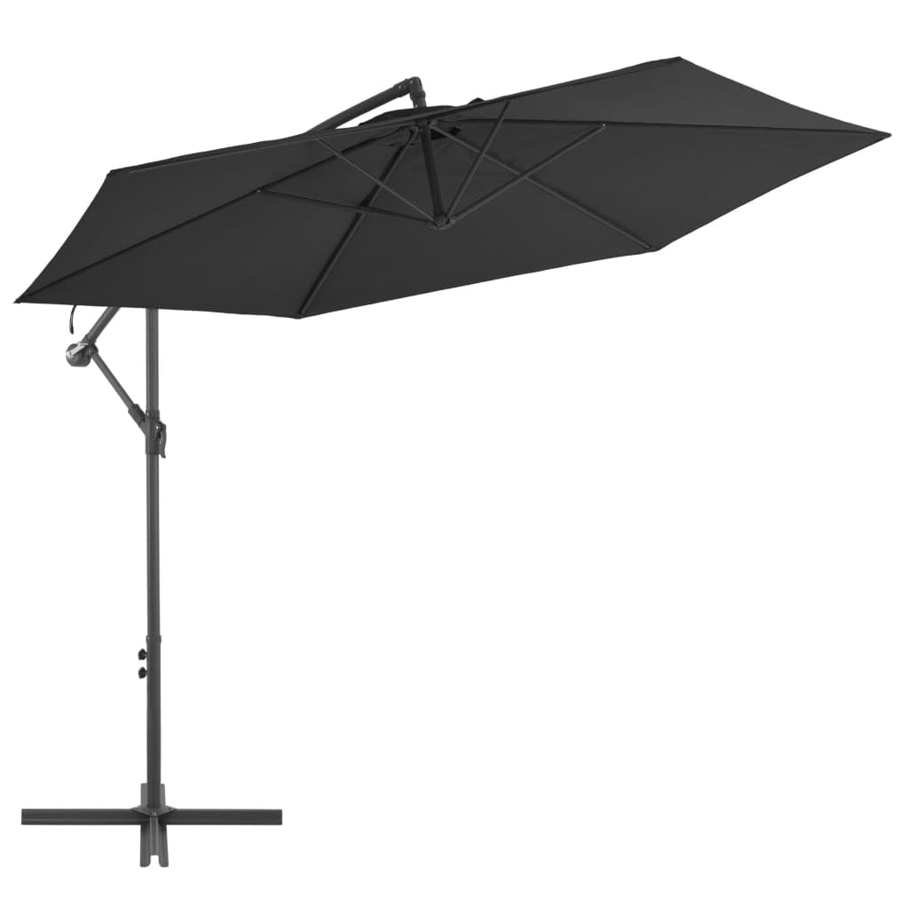 Vidaxl Cantilever Parasol With Aluminum Pole, 118.1&quot; Diameter, Uv Protective And Anti-Fade Polyester, With Crank Mechanism And Adjustable Tilt, Black