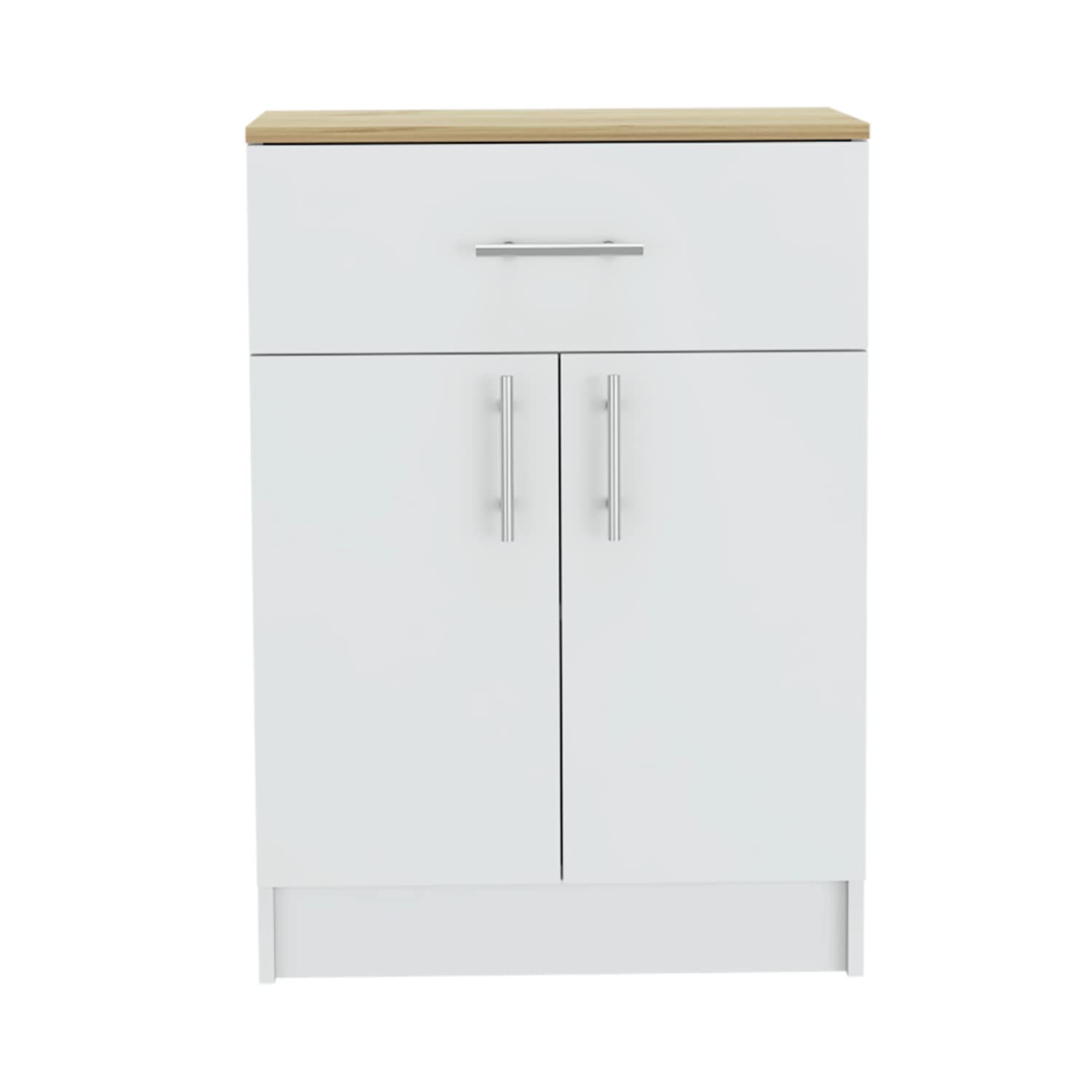 DEPOT E-SHOP Barbados Pantry Organizer Cabinet with One Drawer, Two Interior Shelves, and Two Doors, 33&quot; H, White/Light Oak, Kitchen