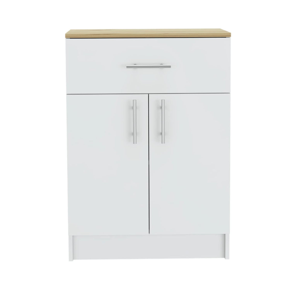 DEPOT E-SHOP Barbados Pantry Organizer Cabinet with One Drawer, Two Interior Shelves, and Two Doors, 33&quot; H, White/Light Oak, Kitchen