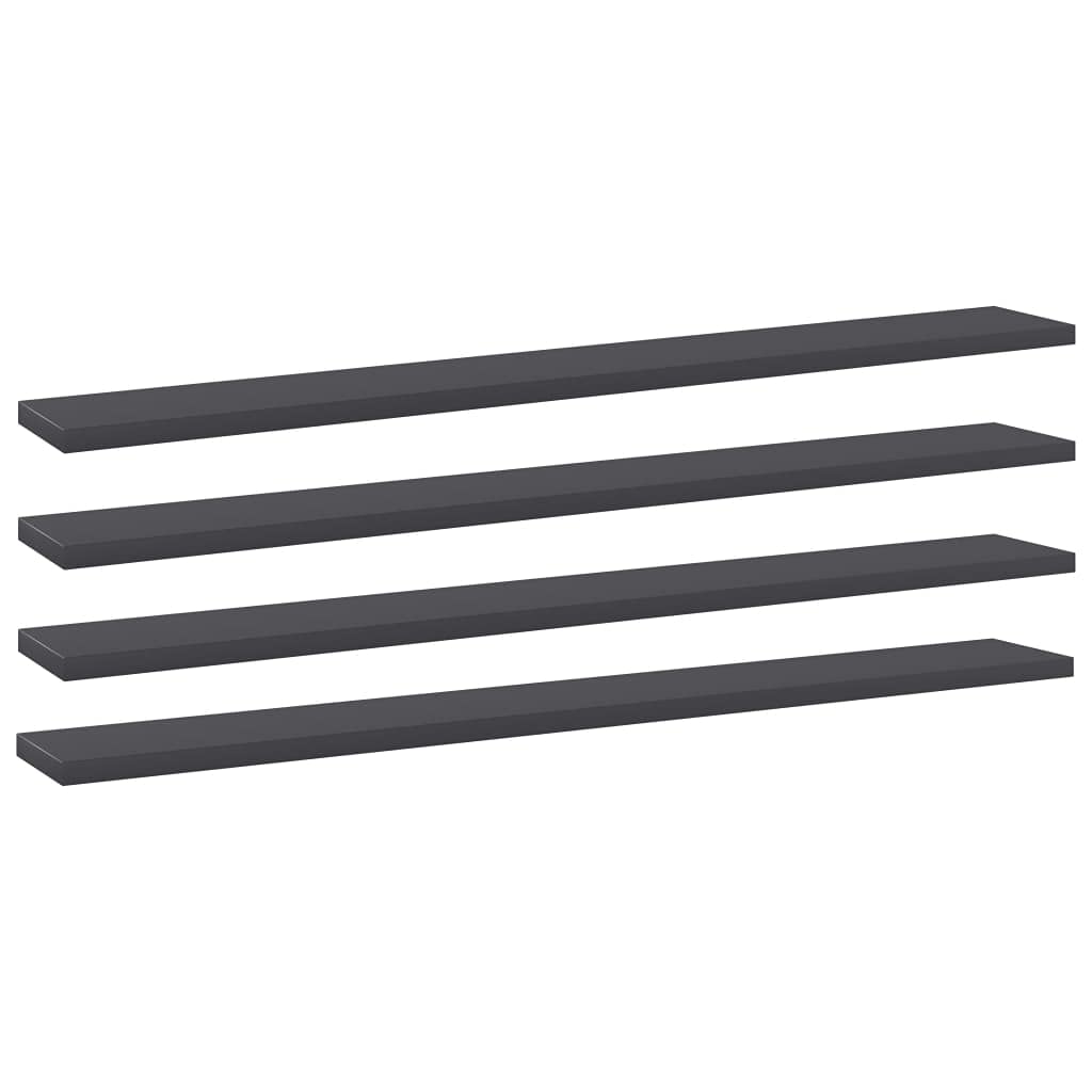 vidaXL Engineered Wood Bookshelf Boards - Modern Gray Replacement/Additional Shelves, Set of 4, 31.5&quot;x3.9&quot;x0.6&quot;