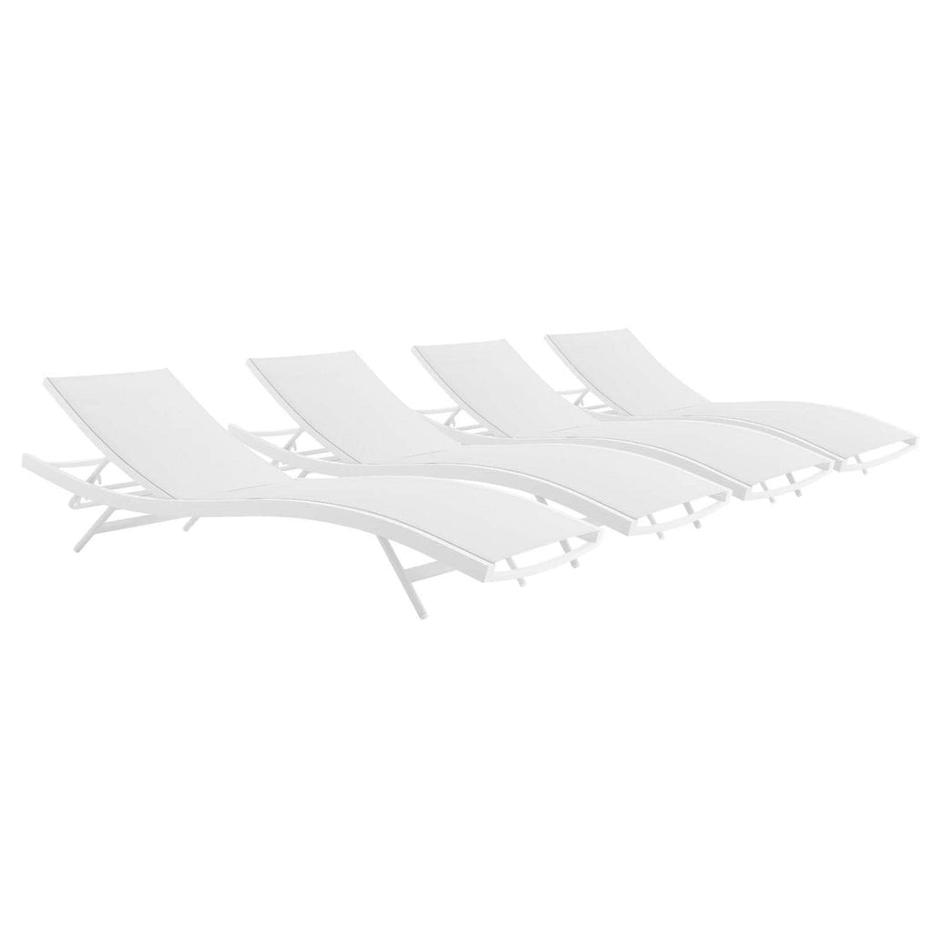 Modway Glimpse Outdoor Patio Mesh Chaise Lounge Set Of 4 In White White