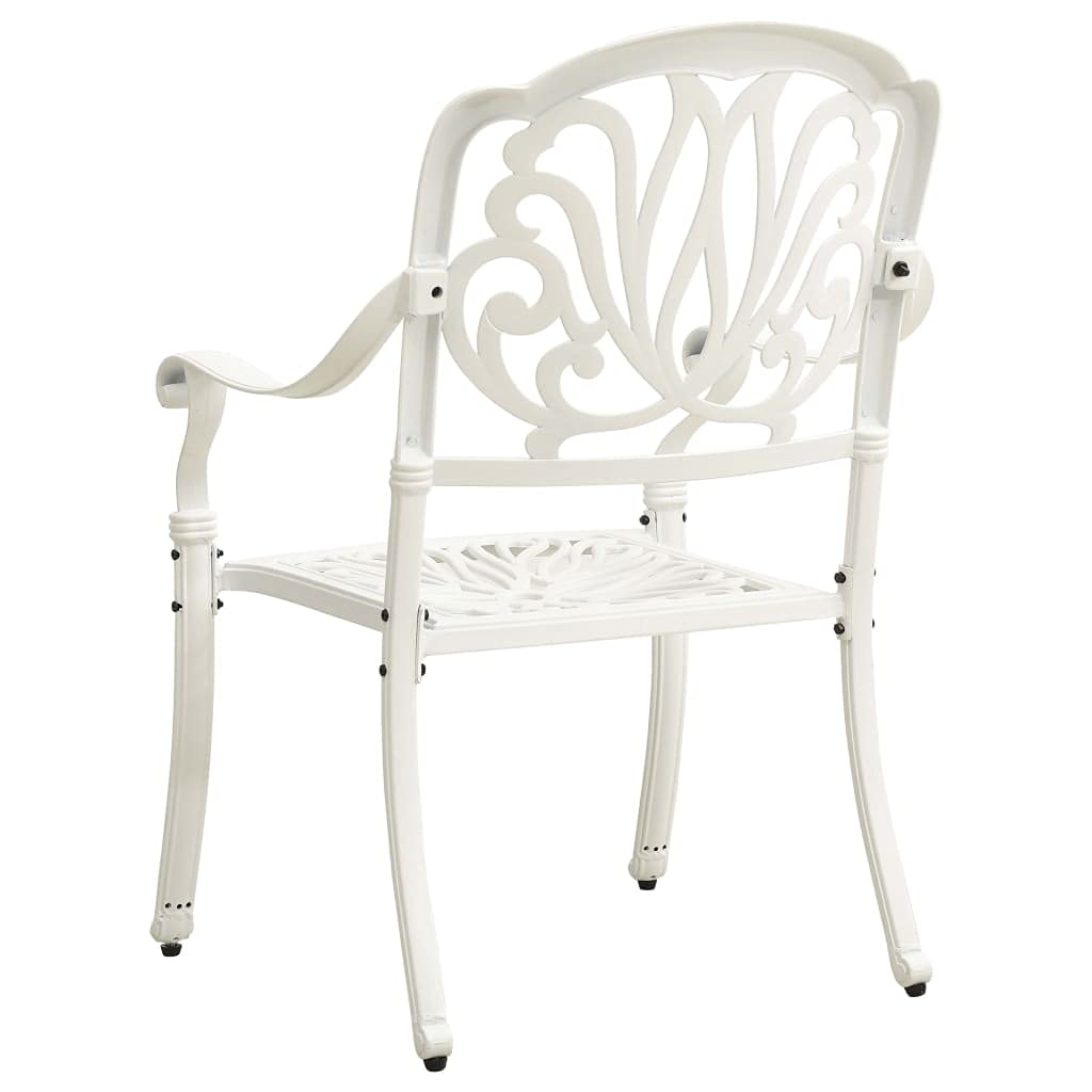 vidaXL Set of 2 Cast Aluminum White Patio Chairs - Weather Resistant, Durable & Elegant Outdoor Dining Seating Furniture
