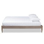 Baxton Studio Colette French Bohemian Weathered Grey Oak Finished Wood Queen Size Platform Bed Frame