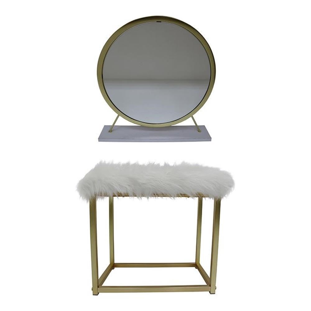 Adao Metal Vanity Mirror and Stool