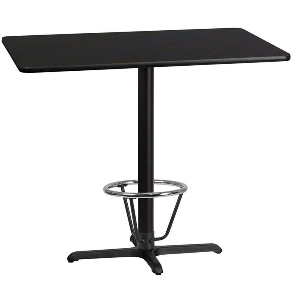 Flash Furniture Stiles 30'' X 48'' Rectangular Black Laminate Table Top With 23.5'' X 29.5'' Bar Height Table Base And Foot Ring