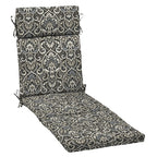 Arden Selections Outdoor Chaise Cushion, 21 X 72, Rain-Proof, Fade Resistant 72 X 21, Black Aurora Damask