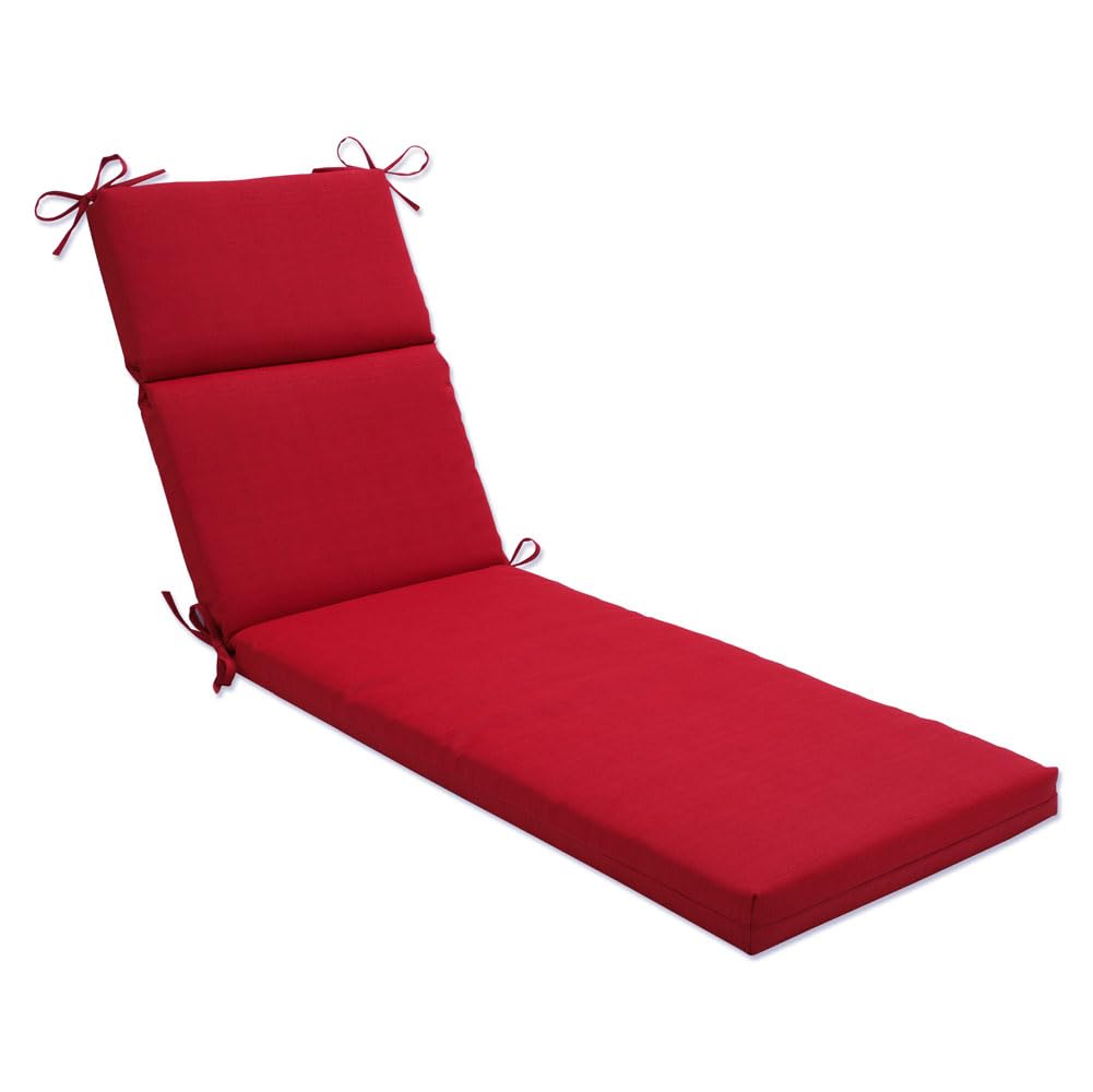 Pillow Perfect Monti Chino Solid Indoor/Outdoor Patio Chaise Lounge Cushion Plush Fiber Fill, Weather And Fade Resistant, 72.5'
