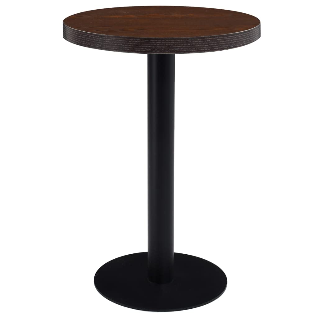 Vidaxl Bistro Table With Modern Style, Dark Brown Round Mdf Top With Wood Grain Pattern, Ideal For Restaurants, Cafes Or Home, 23.6&quot; Diameter