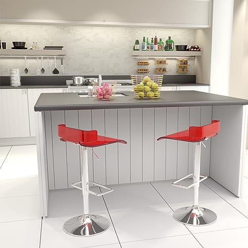 Acme Rania Swivel Adjustable Bar Stool In Red