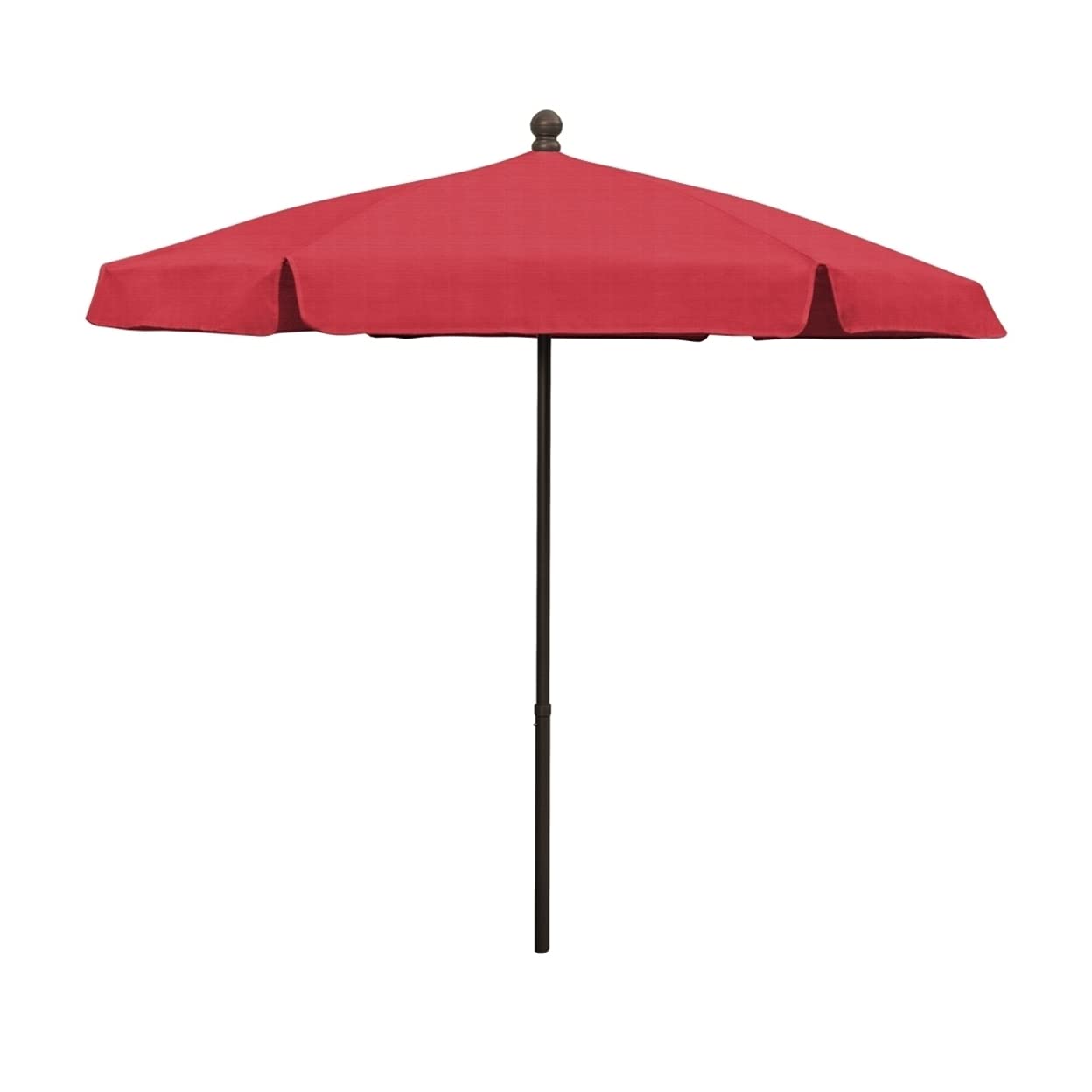 Fiberbuilt 7.5' Hex Garden Patio Umbrella 6 Rib Push Up Champagne Bronze with Red Vinyl Coated Weave Canopy
