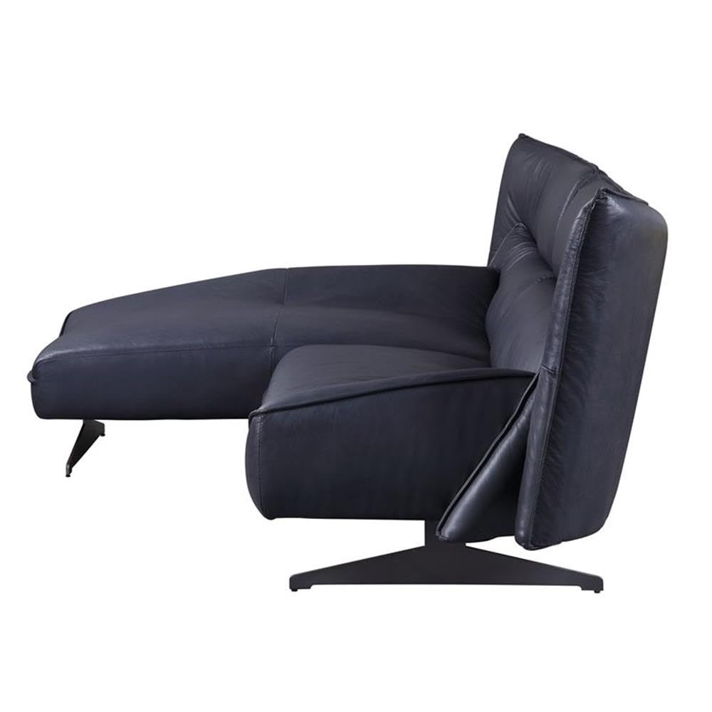 Acme Maeko Top Grain Leather Upholstered Armless Sectional Sofa in Dark Gray