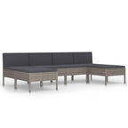 vidaXL Patio Sofa Set - Sectional Outdoor Furniture - 6 Piece Modular Poly Rattan Lounge Set - Gray/Anthracite Cushions - PE Rattan and Powder-Coated Steel - Weather Resistant - 22.4"x27.1"x26.3" ...