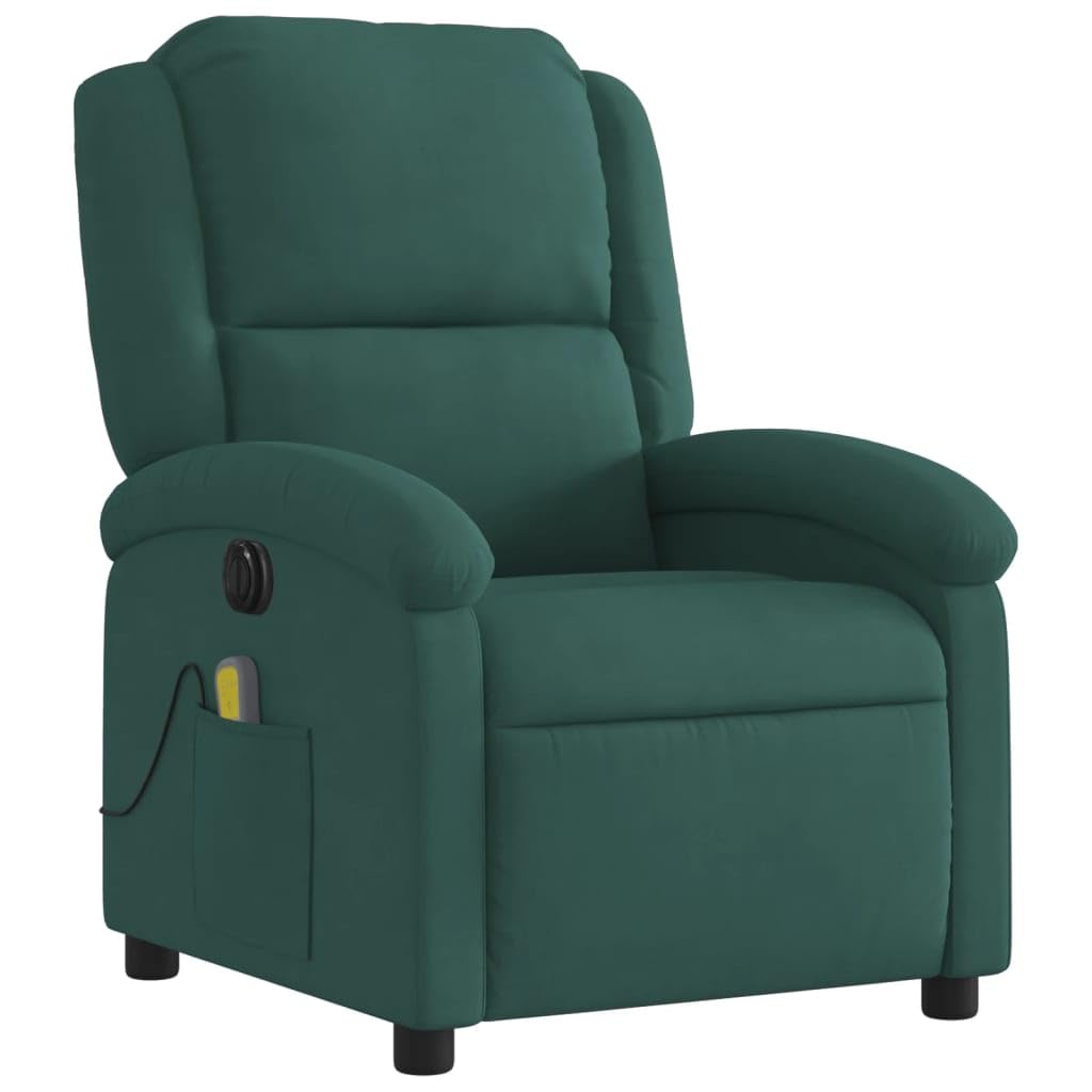 vidaXL Electric Massage Recliner Chair - Wingback Black Velvet Armchair with Vibration Function & Motorized Recline for Living R