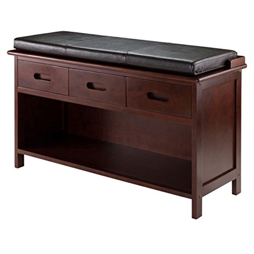 Ergode Adriana Storage Bench | Comfortable Seating | Ample Storage Space | Walnut Finish | 3 Drawers (94306-VV)