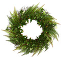 23 Inch  Assorted Fern Wreath Uv Resistant (Indoor/Outdoor)