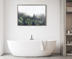 Sylvie Lush Green Forest On A Foggy Day Framed Canvas by The Creative Bunch Studio