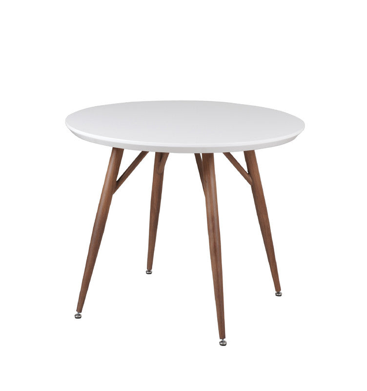 43 Round white glossy dining table