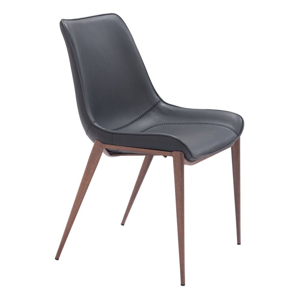 Magnus Dining Chair (Set of 2) Black & Walnut