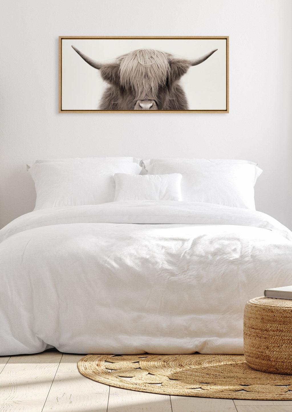 Sylvie Hey Dude Highland Cow Color Framed Canvas by The Creative Bunch Studio