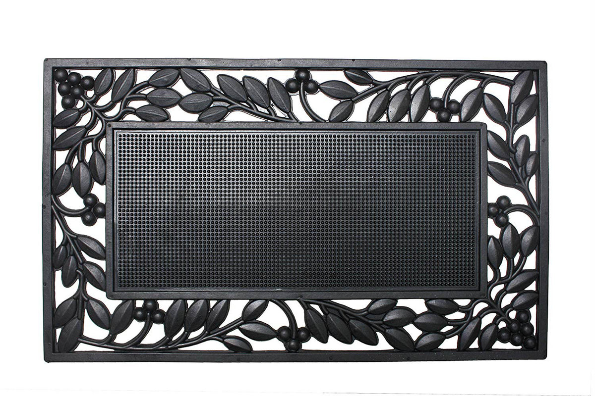 J&M Leaf Border Rubber Doormat 18X30