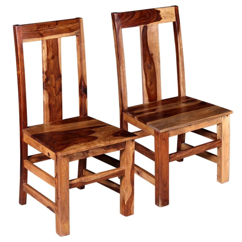 Dining Chair Set of 2 Honey Matte Solid Sheesham Wood Standard