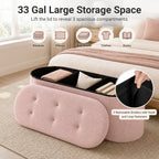 43" Folding Storage Ottoman Bench with Dividers - Teddy Fleece