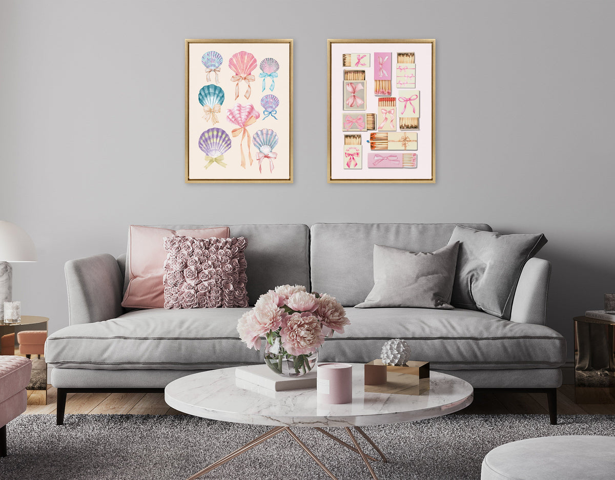 Sylvie Retro Matchboxes Bows Framed Canvas by Honey Island Studio