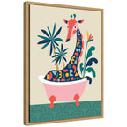 Sylvie MCM Giraffe in Bathtub Framed Canvas by Rachel Lee