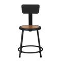 18 Inch Heavy Duty Steel Stool With Backrest, Black