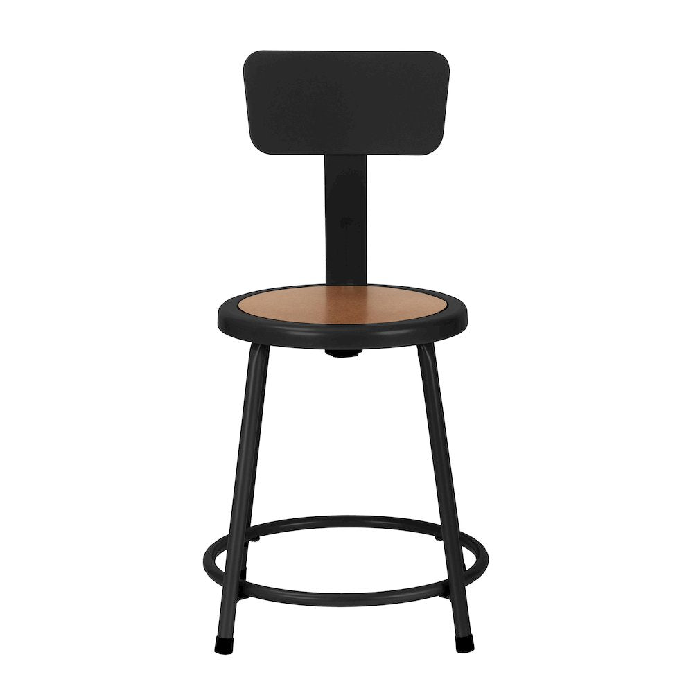 18 Inch Heavy Duty Steel Stool With Backrest, Black