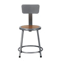 18 Inch Heavy Duty Steel Stool With Backrest, Grey