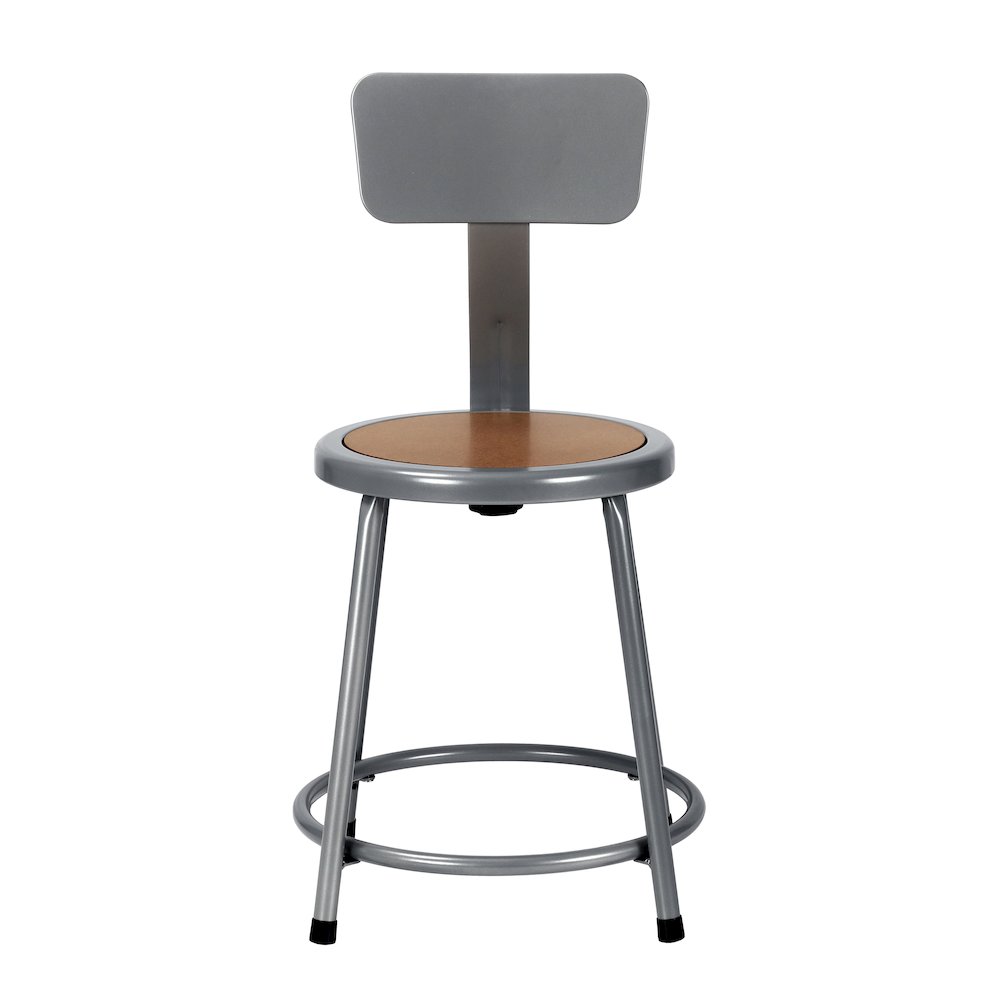 18 Inch Heavy Duty Steel Stool With Backrest, Grey