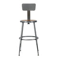 18.5 26.5 Inch Height Adjustable Heavy Duty Steel Stool With Backrest, Grey