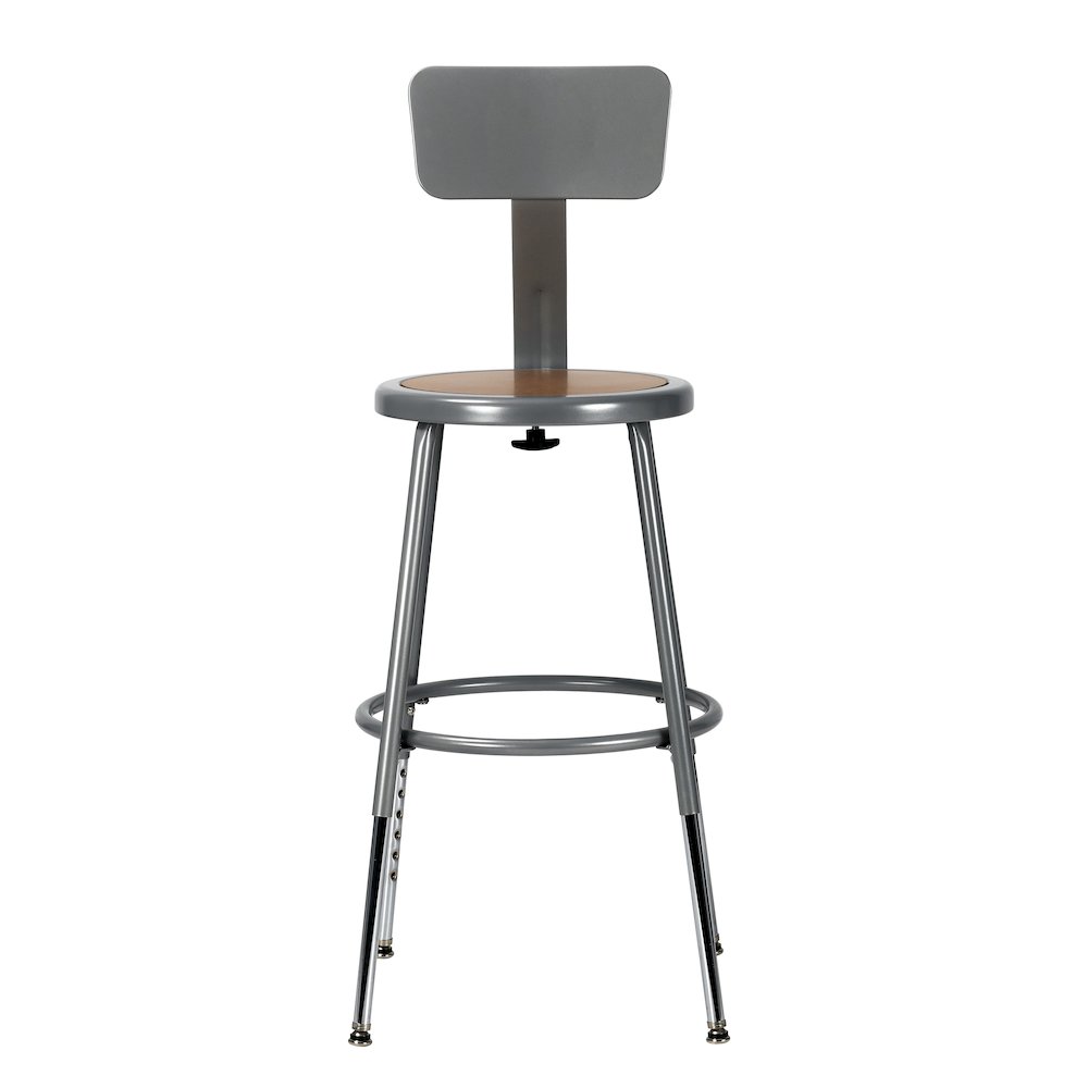 18.5 26.5 Inch Height Adjustable Heavy Duty Steel Stool With Backrest, Grey