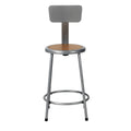 24 Inch Heavy Duty Steel Stool With Backrest, Grey