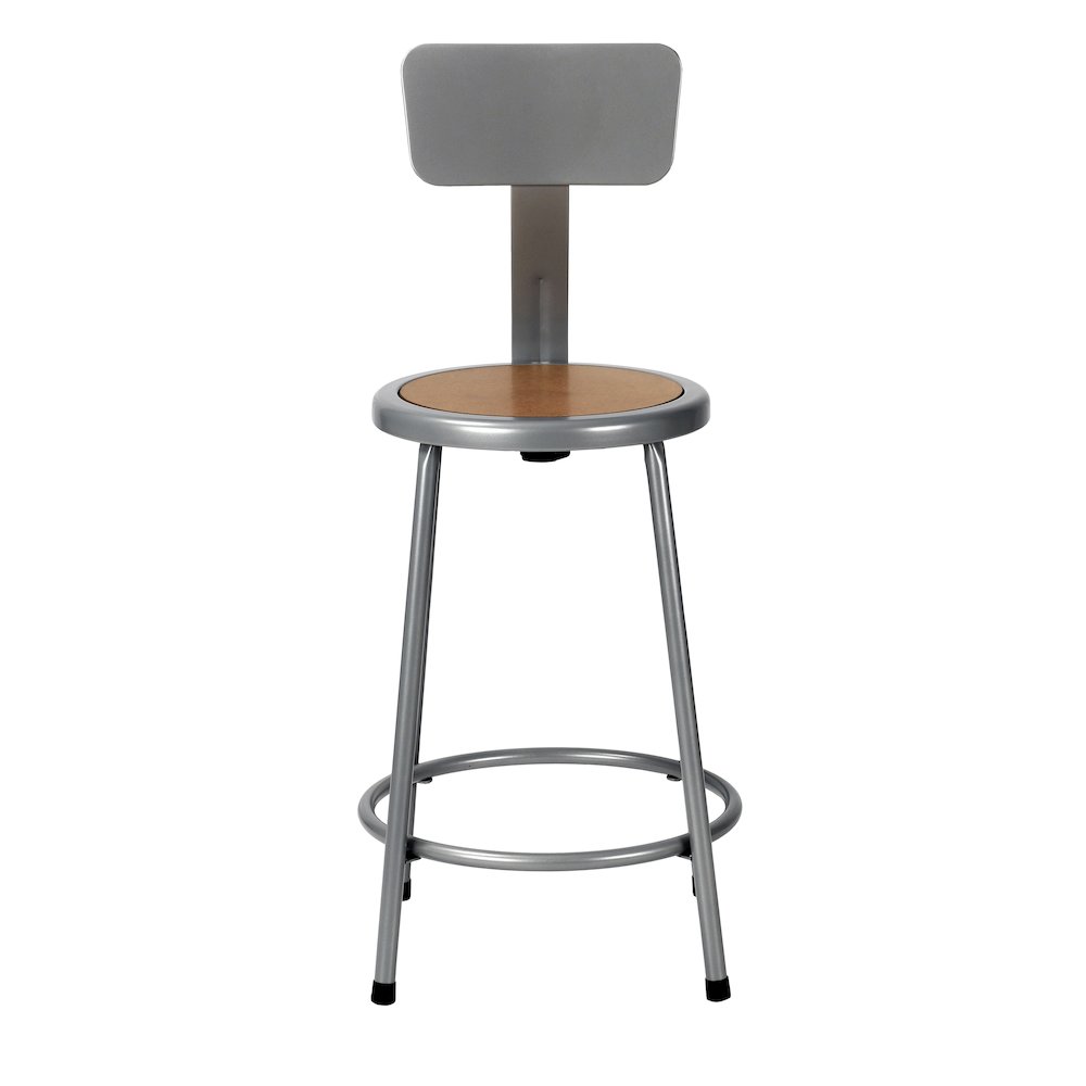 24 Inch Heavy Duty Steel Stool With Backrest, Grey