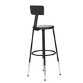 24.5 32.5 Inch Height Adjustable Heavy Duty Steel Stool With Backrest, Black