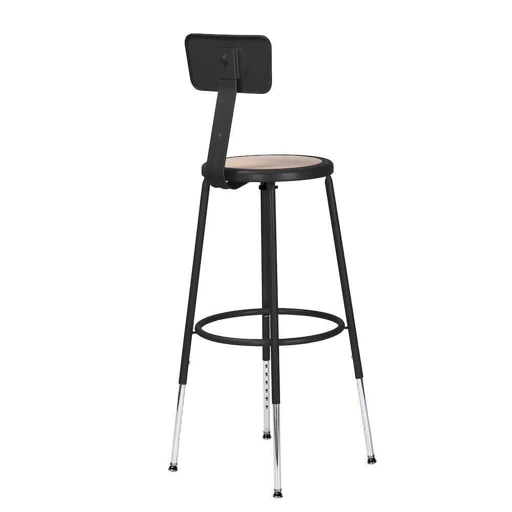 24.5 32.5 Inch Height Adjustable Heavy Duty Steel Stool With Backrest, Black