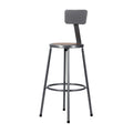 30 Inch Heavy Duty Steel Stool With Backrest, Grey