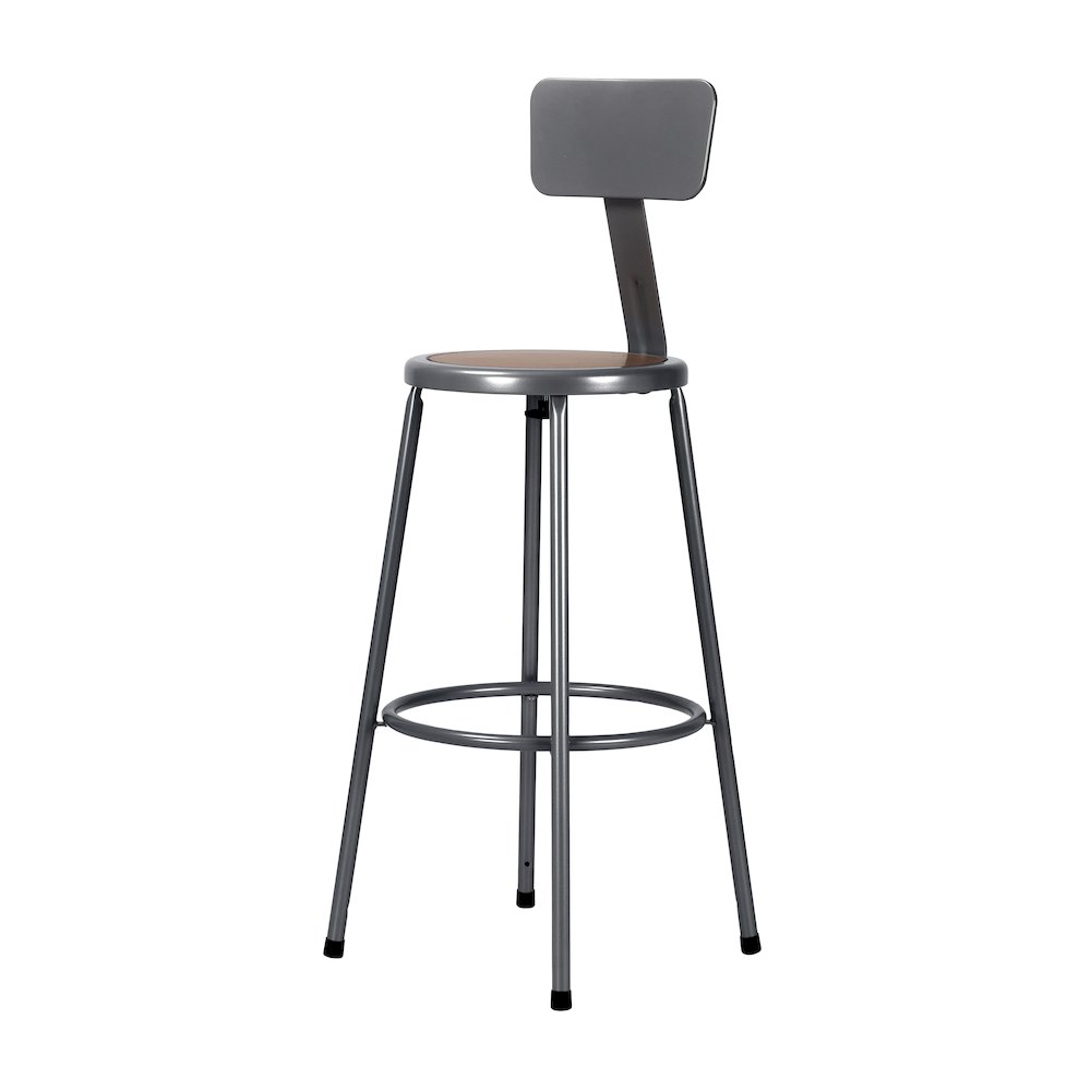 30 Inch Heavy Duty Steel Stool With Backrest, Grey
