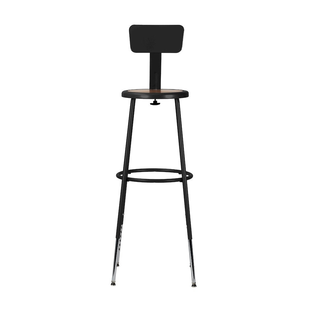 30.5 38.5 Inch Height Adjustable Heavy Duty Steel Stool With Backrest, Black