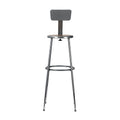 30.5 38.5 Inch Height Adjustable Heavy Duty Steel Stool With Backrest, Grey