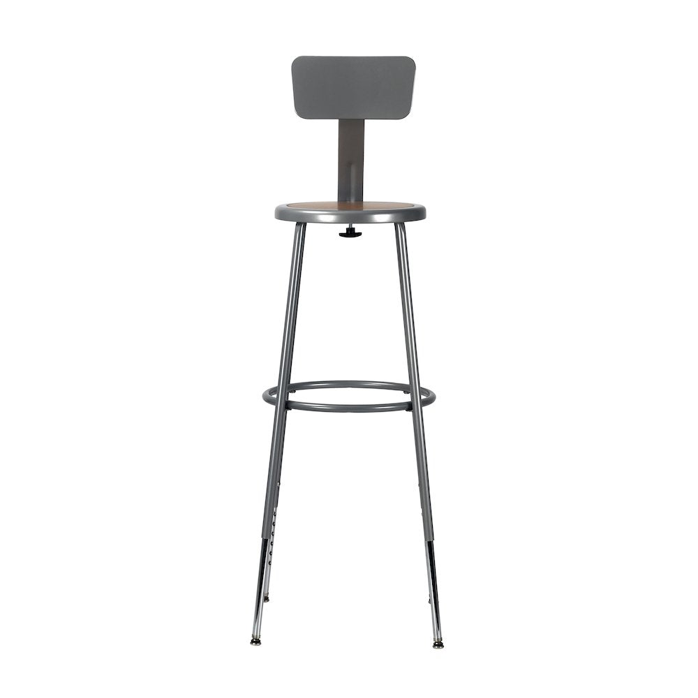 30.5 38.5 Inch Height Adjustable Heavy Duty Steel Stool With Backrest, Grey