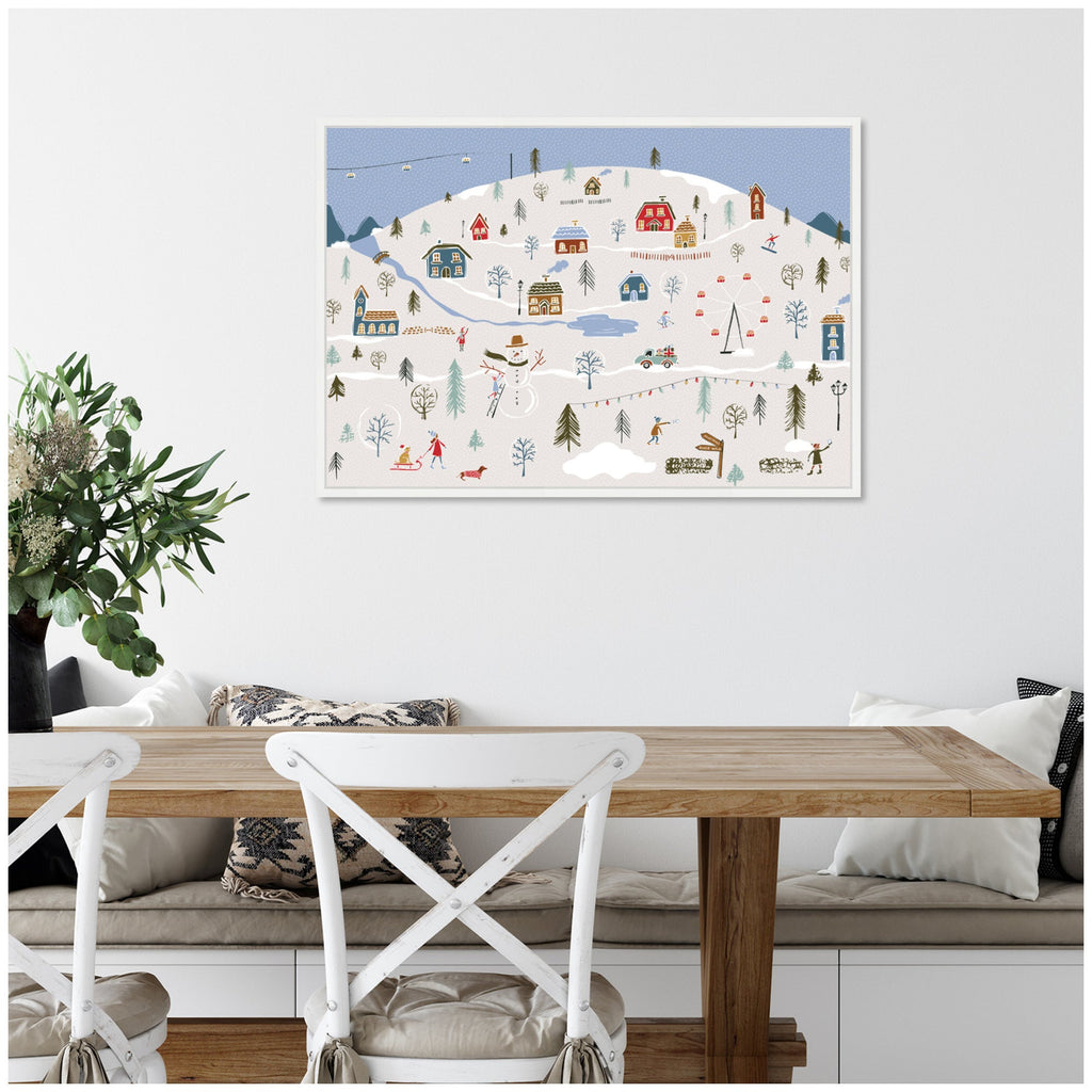 Sylvie Framed Canvas A Winter Village by Vicky Yorke