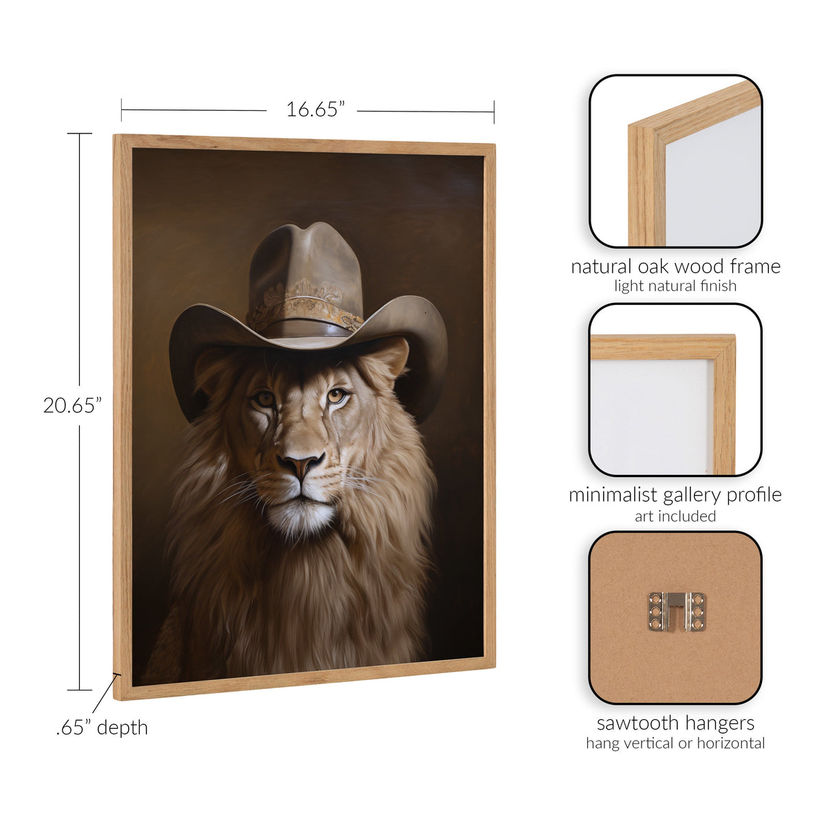 Gallery Lion Wearing a Western Cowboy Hat Print by The Creative Bunch Studio