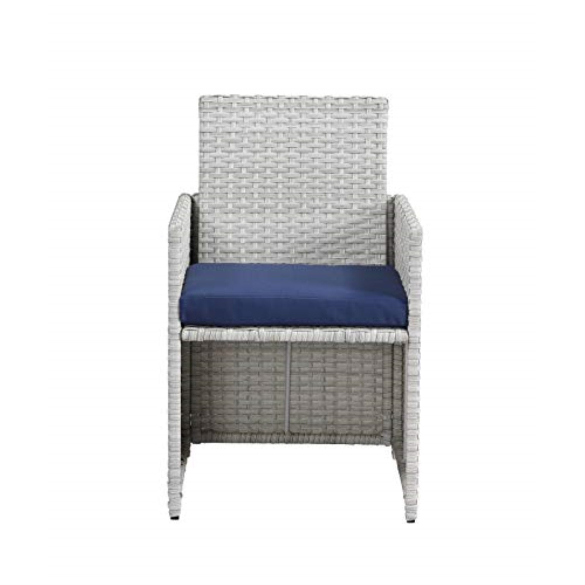 Acme Paitalyi 9 Pieces Pack Patio Set in Blue Fabric & Wicker